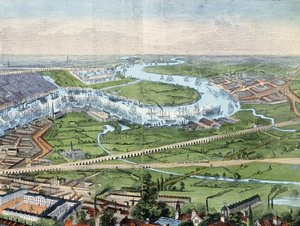 印刷;色の彫刻-ロンドンとテムズ川のパノラマ 作： Illustrated London News